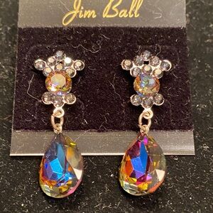 Jim Ball Multicolor Teardrop Crystal Earrings
